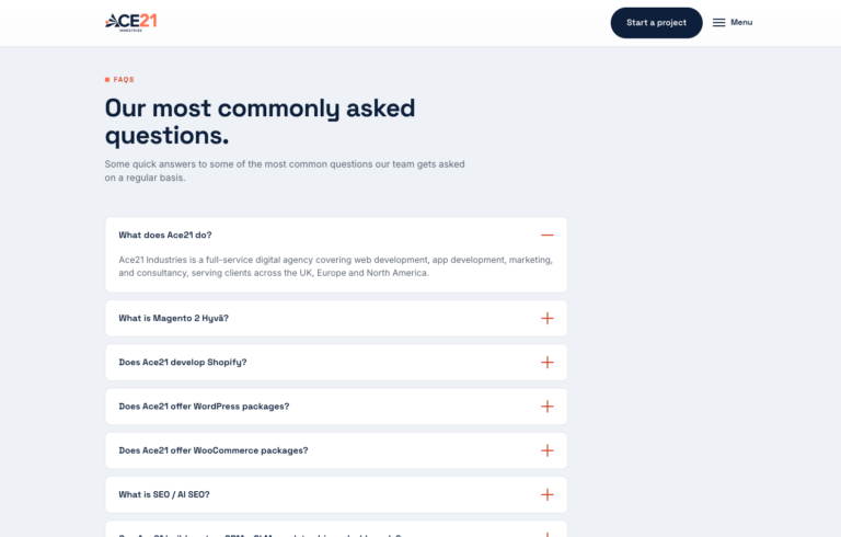 Ace21 FAQs Screenshot